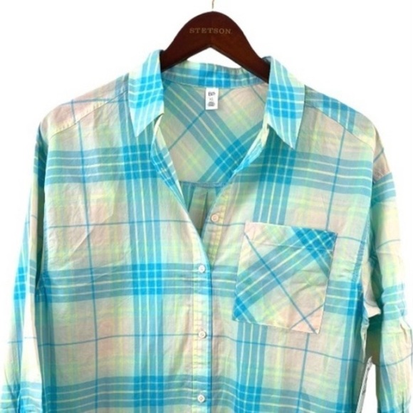 𝅺BP SUMMER PLAID SHIRT PINK- BLUE ADLEY PLAID XS - Picture 1 of 6